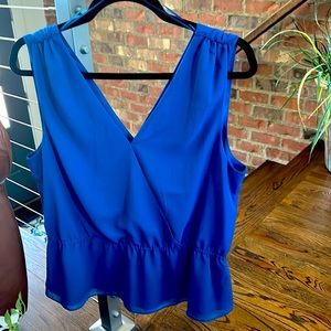 Banana Republic Double V Neck Peplum - Cobalt Blue L NWOT
